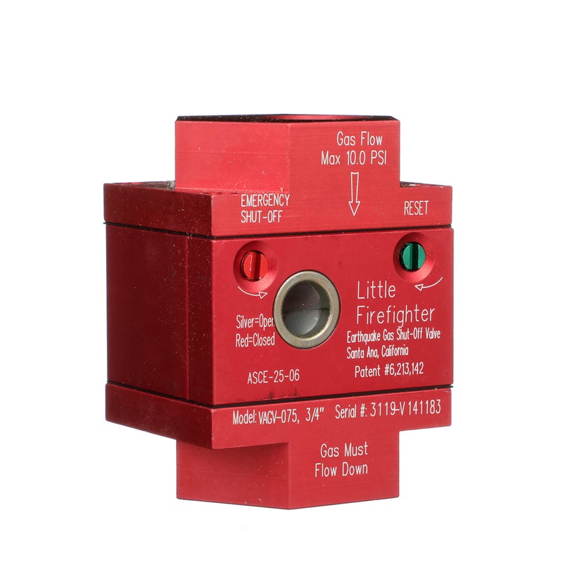 Watts Little Firefighter Earthquake Gas Shutoff Vertical Valve for Natural Gas and Propane Lines, 3/4" Connection, 5.4 Magnitude, Bracket and Assembly Kit, Silver - Image 2